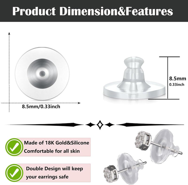 Formulen Earring Backs Rubber,100 PCS Soft Clear Earring Backs for Studs,Hypoallergenic Silicone Earrings Backs Replacement Safety Back Stoppers - Image 4